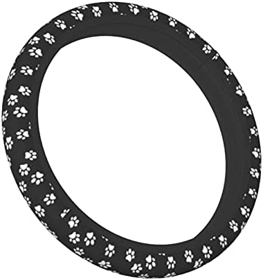 Dog Cat Paw Print Steering Wheel Cover for Women 14 15 inch Universal Cute Car Steering Wheel Accessories Paw Print Breathable Steering Wheel Protector