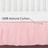 TILLYOU Crib Bed Skirt Dust Ruffle, 100% Natural Cotton, Nursery Crib Bedding Accessory Toddler Bedskirt for Baby Boys Girls, 14" Drop, Light Pink
