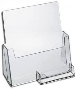 SOURCEONE.ORG Premium Brochure Holder for 8.5? Booklet with Business Card Container Clear Acrylic Countertop Organizer