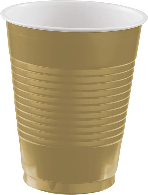 Amscan Plastic Cups Big Party Pack , 18 oz. 50ct., Gold