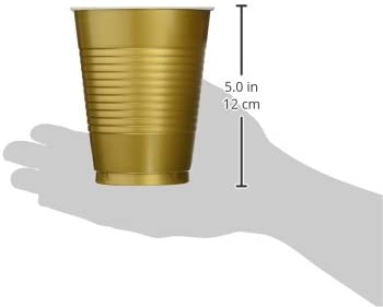 Amscan Plastic Cups Big Party Pack , 18 oz. 50ct., Gold