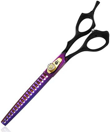 Purple Dragon Professional 7.0/8.0 inch Pet Grooming Hair Cutting Scissor and 6.75/8.0 inch Dog Chunker Shear - Japan 440C Stainless Steel for Pet Groomer or Family DIY Use (Chunker Scissor)