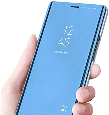 LEMAXELERS Samsung Galaxy S21 Ultra Case Slim Mirror Design Clear View Flip Bookstyle Ultra Slim Protecter Shell with Kickstand Protective Cover for Samsung Galaxy S21 Ultra Mirror PU PU Blue