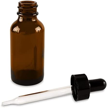 1oz Glass Bottles with Glass Eye Dropper Dispenser for Essential Oils, Kitchen Tools, Chemistry Lab Chemicals, Colognes & Perfumes (6 Pack) by Super Z Outlet (Amber)