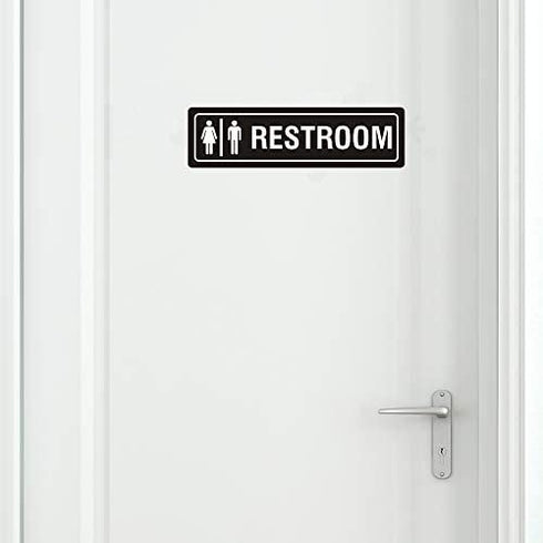 Self-Adhesive Unisex Restroom Sign for Bathroom Toilet Door or Wall Decor, Metal Signs for Business Office and Home, Rust Free Fade Resistant (4 Pack 7 x 2 inches)