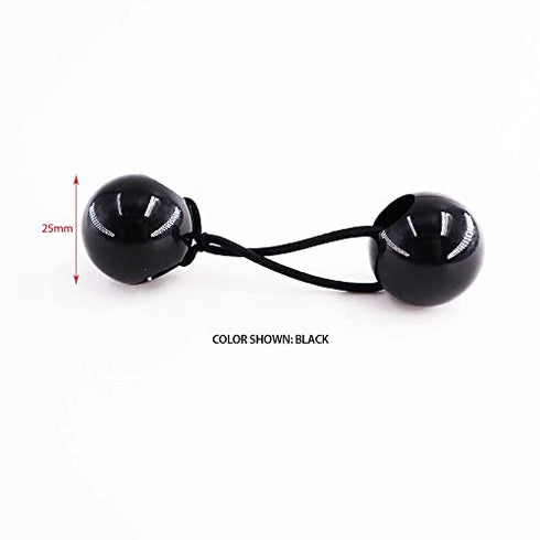 12 Pcs Hair Ties 25mm Ball Bubble Ponytail Holders Colorful Glitter Galactic Elastic Accessories for Kids Children Girls Women All Ages (Black)