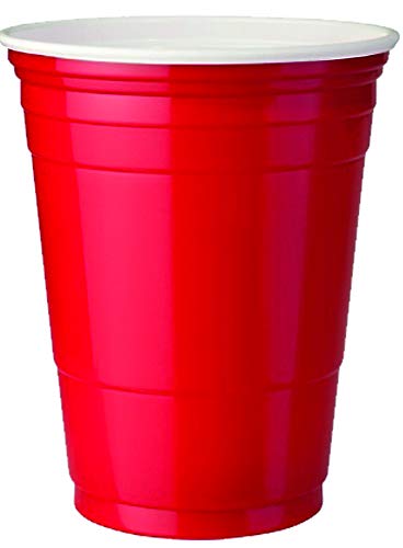 G.E.T. SC-16-R BPA-Free Reusable Plastic Red Party Cup Tumbler Only, 16 Ounce, Red (Set of 12)