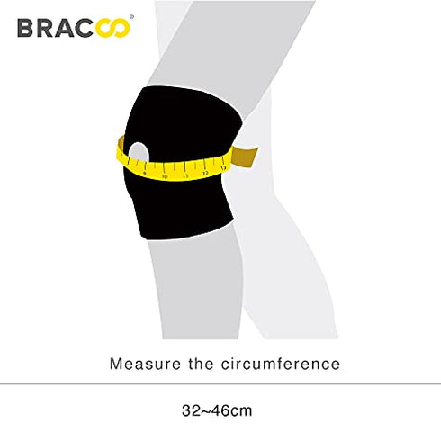 Bracoo Adjustable Compression Knee Patellar Tendon Support Brace for Men Women - Arthritis Pain, Injury Recovery, Running, Workout, KS10 (Black)