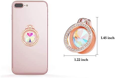 lenoup Glitter Bling Bling Phone Ring Holder, Sparkle Phone Ring Artificial Diamond Stand, Rhinestone Cell Phone Finger Ring for Phones,Pad(Rose Gold)