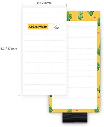 5 Pack Magnetic Notepads for Fridge with Pen Holder, Full Magnet Back Notepad, to Do List, Grocery Shopping, Summer Theme, 6" x 3", 50 Sheets, Magnet Memo Pad for Fridge, Locker, File Cabinet, etc