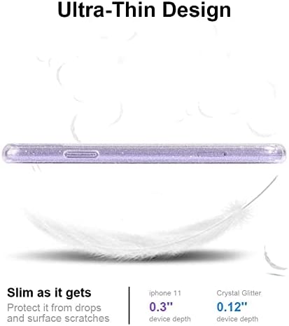 JJGoo Compatible with iPhone 11 Case, Clear Glitter Sparkle Bling Anti-Scratch Shockproof Protective Flexible Phone Cases Cute Slim Thin Bumper Cover for Women Girls (6.1 inch) 2019