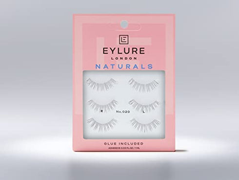 Eylure Naturals False Eyelashes Multipack, Style No. 020 Black , Reusable, Adhesive Included, 3 Pair