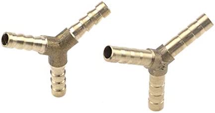 Quluxe 1/4 Inch Brass Hose Barb, 3-Way Y-Shaped Hose Fitting Intersection/Split Brass Water/Fuel/Air (Pack of 10)