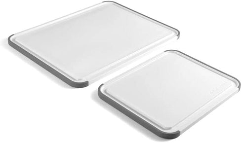 KitchenAid Classic Nonslip 2 Piece Plastic Cutting Board, Set of 2, White