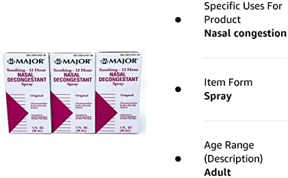 Nasal Decongestant Pump Mist Spray 12hr Oxymetazoline HCL 0.05% 30ml (3)