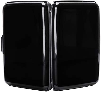 ELFISH RFID Blocking Credit Card Protector Aluminum ID Case Hard Shell Business Card Holders Metal Wallet for Men or Women (Black)