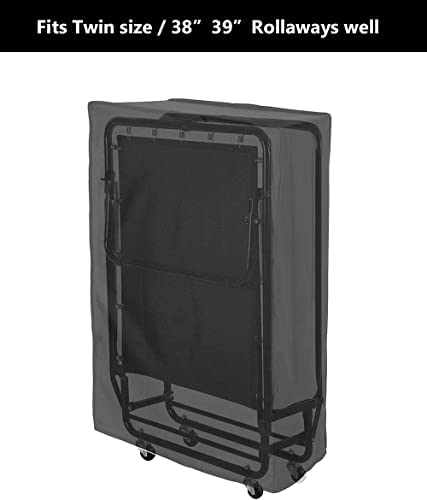 WOMACO Universal Rollaway Bed Cover, Folding Bed Storage Cover Bed Protector (Black, Twin / 38 Inch)