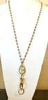 Hidden Hollow Beads Trendy Made in USA, Women's Fashion Lanyard ID Badge Holder, 34" Long, Holds Keys and Badge (Gold Round Pendant)
