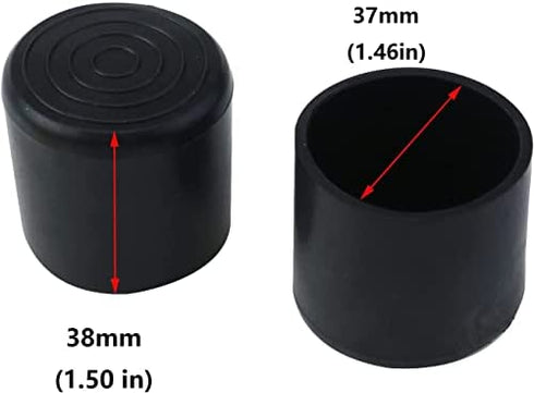 Antrader 1-1/2 Inches Diameter PVC Round Table Chair Leg Tips Caps Furniture Feet Pads Tile Floor Protectors, Black, Pack of 4