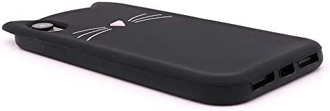 Megantree Cute iPhone XR case, Funny Animal Black Whisker Cat Ears Kitty Case, 3D Cartoon Soft Silicone Shockproof Slim Fit Back Cover Cases Skin for Girls Kids Women