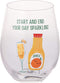Pavilion Gift Company Start and End Your Day Sparkling-Mimosa Champagne and Orange Juice 18 oz Stemless Wine Glass