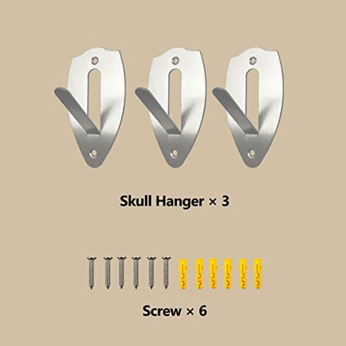 Hi Flame Skull Hook Trophy Mount Perfect Kit for Hanging and Mounting Taxidermy Deer Antlers and Other Skulls for Display Skull Hanger Stainless Steel (Pick of 3)
