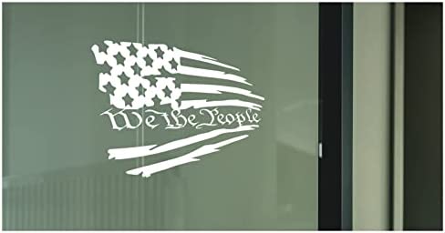 UR Impressions Tattered American Flag - We The People Decal Sticker Vinyl Graphics for Cars Trucks SUV Motorcycles Windows|White|7.5 X 4.2 inch|URI608