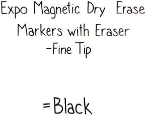 EXPO 1944745 Magnetic Dry Erase Markers with Eraser, Fine Tip, Black, 4-Count