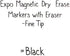 EXPO 1944745 Magnetic Dry Erase Markers with Eraser, Fine Tip, Black, 4-Count
