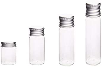 10Pcs Glass Sealed Bottle with Screw Aluminum Cap Clear Tiny Empty Sample Vials Glass Jars Containers Cute Wishes Bottle (15ml)