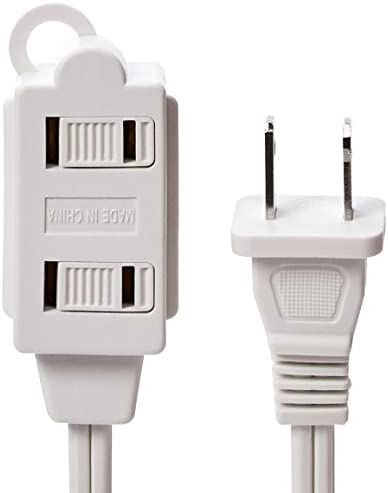 Amazon Basics 3-Foot 2-Prong Indoor Extension Cord Power Strip - Standard Plug - 13 Amps, 1625 Watts, 125 VAC - 2-Pack, White