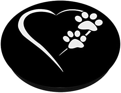 Paw Print Dog Paw Cute Dog Love Heart White Black Dog PopSockets Swappable PopGrip