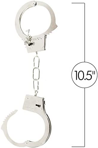 Skeleteen Metal Handcuffs with Keys - Toy Police Costume Prop Accessories Metal Chain Hand Cuffs with Safety Release and Key