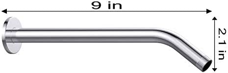 9 Inch Shower Arm with Flange,ABS Chrome Construction,Shower Arm Water Outlet,Universal Extra Long Shower Pipe Extension Extender,Polished Chrome