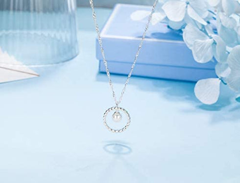 Mother Daughter Necklace Gifts for Mom from Daughter Sterling Silver Circle Necklace for Women Christmas Holiday Jewelry