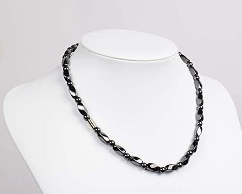 IRUMENG Mens Hematite Necklace Black, Strong Magnetic Necklace for Healing Therapy Reduce Pain in the Neck, Shoulder, and Head - 21.6 inch (55cm)