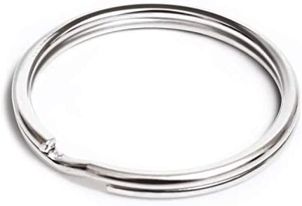 AKIRO 50 Pcs Nickel Key Rings, 25mm Keyring Split Ring Metal Key Holder Pocketed Clasps Connectors, Heavy Duty Metal Key Chain Ring