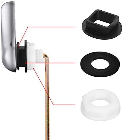 Metal Toilet Handle Replacement Kit Universal Front Mount Tank Flush Lever, 2 Stainless Steel Flapper Chains, Nut Lock(Polished Chrome, 2 Packs)