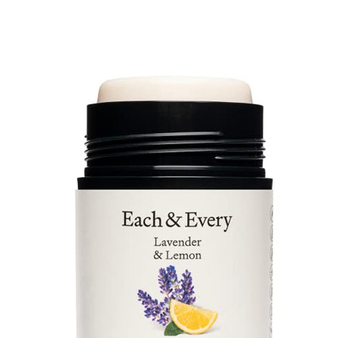 Each & Every Natural Aluminum-Free Deodorant for Sensitive Skin with Essential Oils, Plant-Based Packaging, Lavender & Lemon, 2.5 Oz.