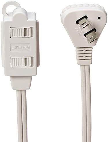 Amazon Basics 3-Foot 2-Prong Indoor Extension Cord Power Strip - Flat Plug - 13 Amps, 1625 Watts, 125 VAC - 2-Pack, White