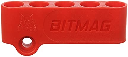 BitMag - Magnetic Bit Holder - for Drills and Drivers - Store Your bits on Your Power Tool, Always to Hand for Fast swapping - Holds 1/4 hex bits - Plastic Composite Body or Aluminum (Red)