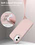 Dracool Liquid Silicone Cover Compatible with iPhone 12/iPhone 12 Pro Case and Built-in Screen Protector Shockproof 360 Full Body Protection for Women Girls 3 Layer Hybrid Soft Gel Rubber - Pink