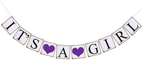 IT is A Girl Banner for Purple Lavender Royal Princess Girl Baby Shower Party Decorations