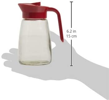GoodCook 12 oz. Glass Syrup Dispenser with Lid, Clear/Red