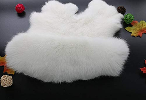 1pcs Natural White Craft Grade Rabbit Fur Pelt (10" by 12" Rabbit Pelt with Sewing Quality Leather) (Natural White)