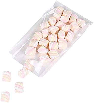 100 Pcs 10 in x 6 in Clear Flat Cello Cellophane Treat Bags Good for Bakery, Cookies, Candies ,Dessert(by Brandon)1.4mil.Give Metallic Twist Ties!