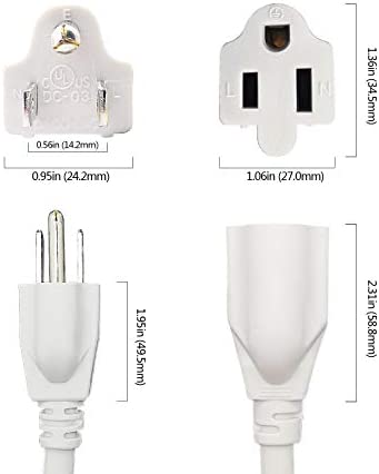 FIRMERST 1875W Heavy Duty Extension Cord 6 Feet 14 AWG 15A White
