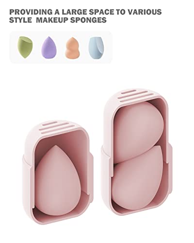 CORNERIA Makeup Sponge Holder - Beauty Sponge Blender Travel Case, Silcone Washable Reusable Makeup Sponge Carrying Case, Blender Holder Beauty Makeup Sponge Protective Carrying Case (Pink)