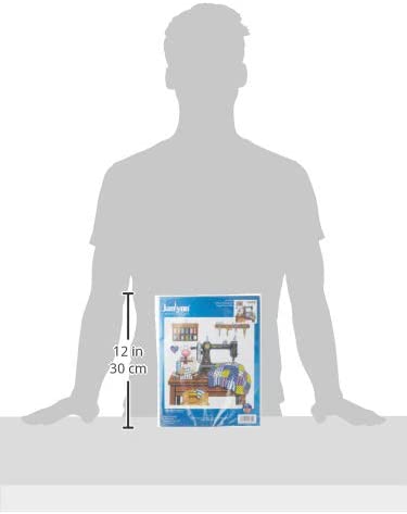 Janlynn 14 Count Antique Sewing Room Cross Stitch Kit, 12 by 12-Inch