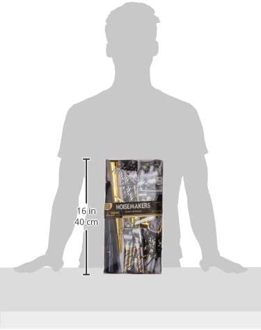 Amscan Black, Gold and Silver New Year's Eve Party Horns & Blowouts, NYE Party Supplies, 50 Pieces